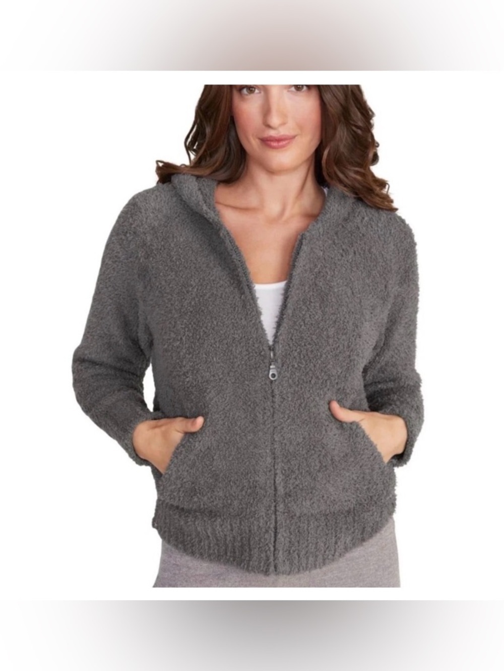 Barefoot Dreams Cozychic Relaxed Zip Up Gray Hoodie Jacket Size S